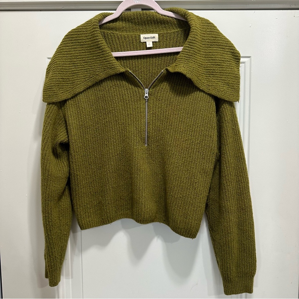Open Edit Olive Cowl Neck Sweater
